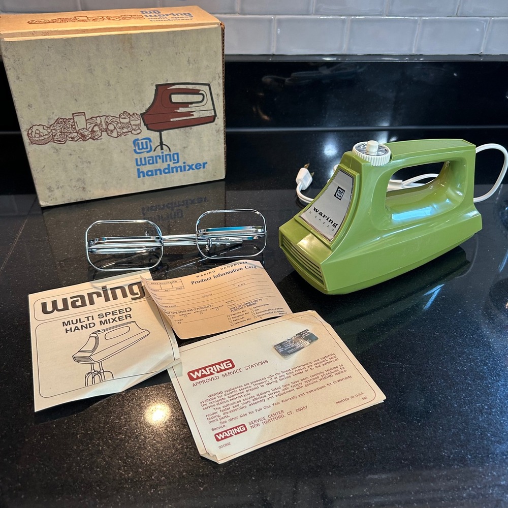 Vintage Waring HM-62 Multi-Speed Hand Mixer – Avocado Green NOS tested working